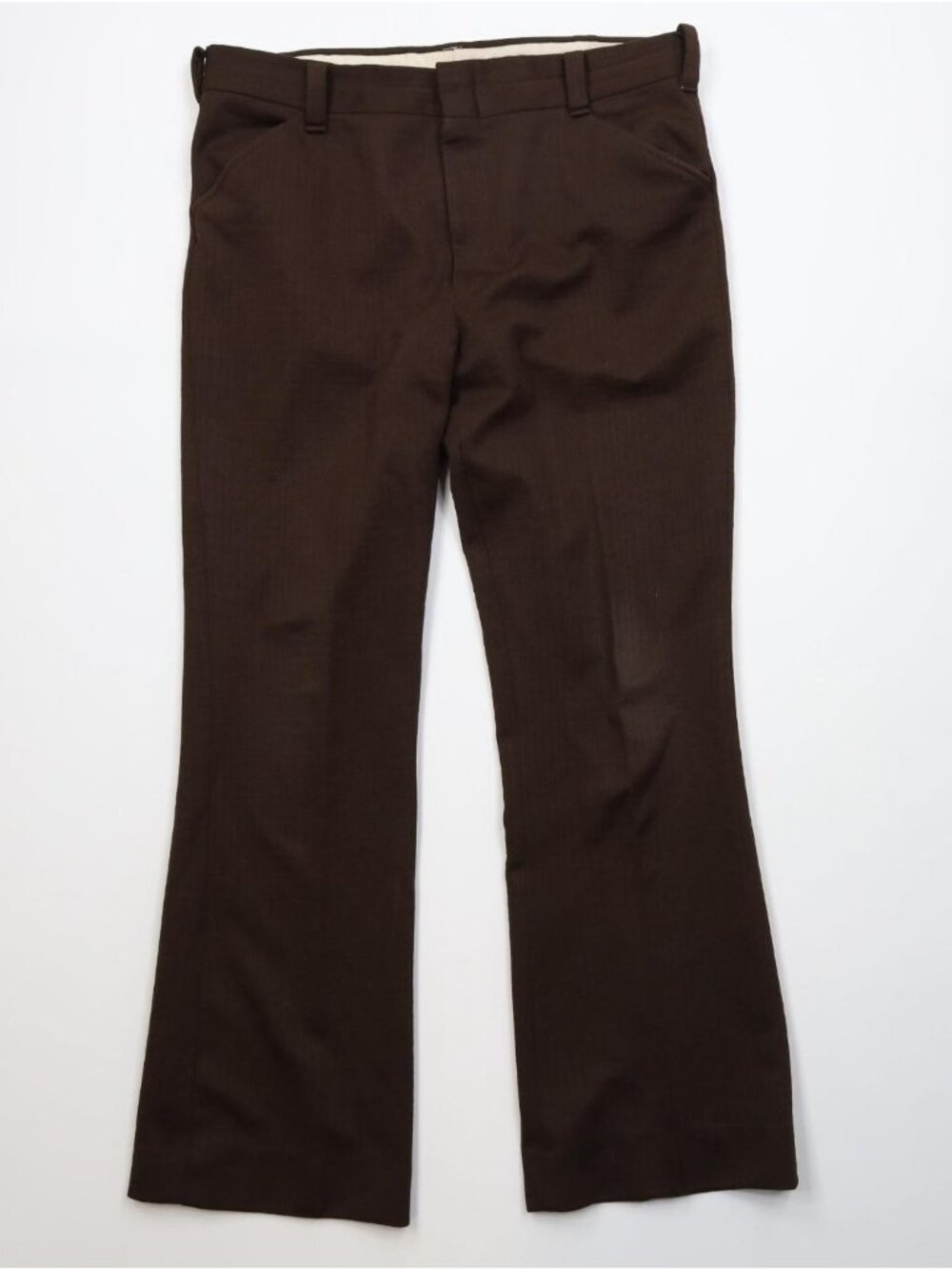 Vtg 70s Streetwear Mens 36x31 Knit Wide Leg Bell Bottoms Chino Pants Brown USA